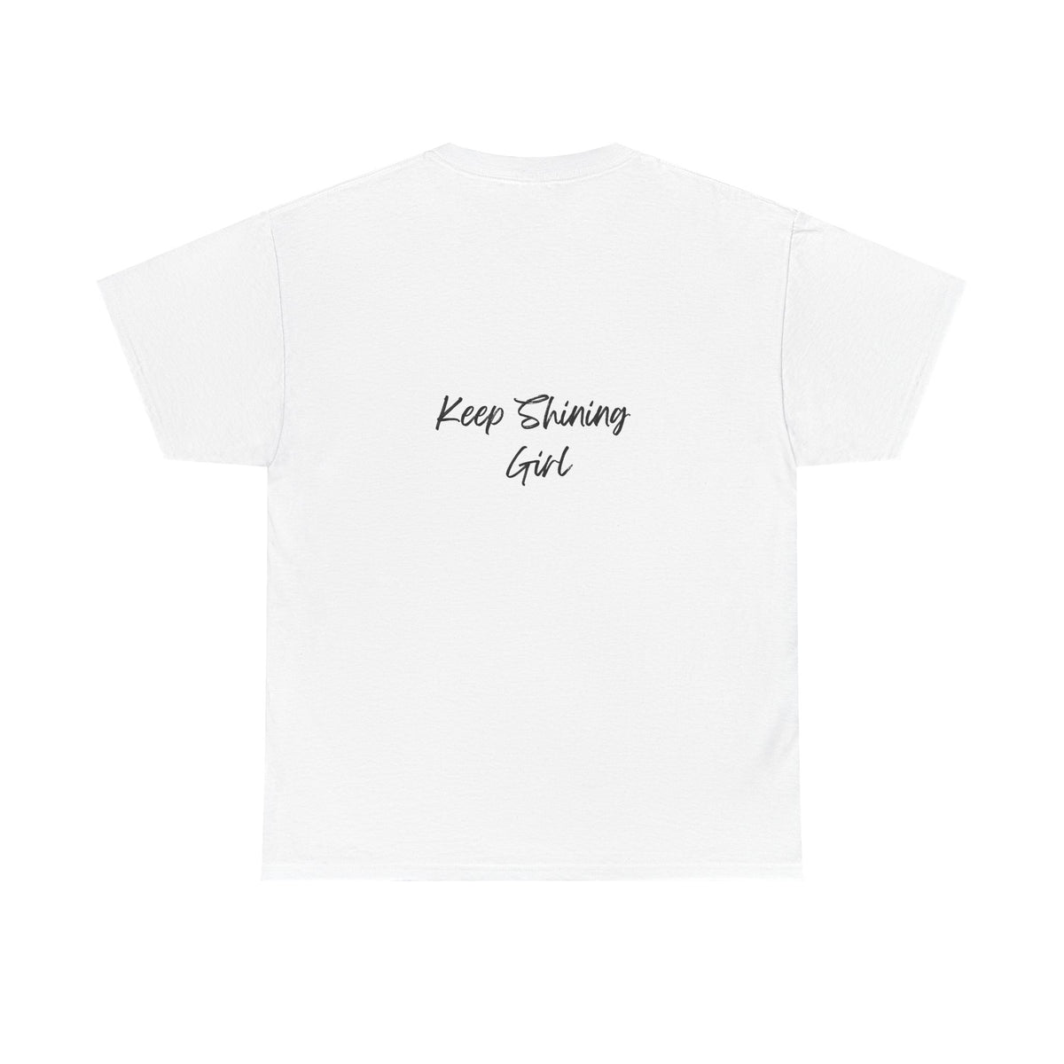 Keep Shining Girl T-Shirt | Pink Fashion Illustration, Inspirational Script