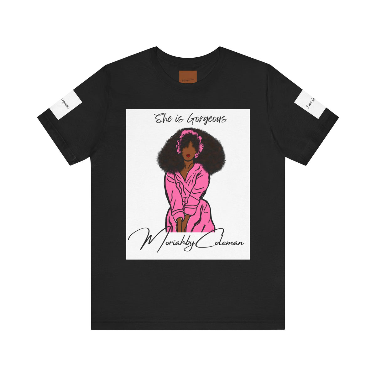 She Is Gorgeous illustration T-Shirt | Pink Afro Woman Artwork