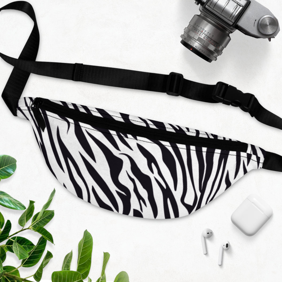 Zebra Print Fanny Pack | Black White Animal Print Waist Bag