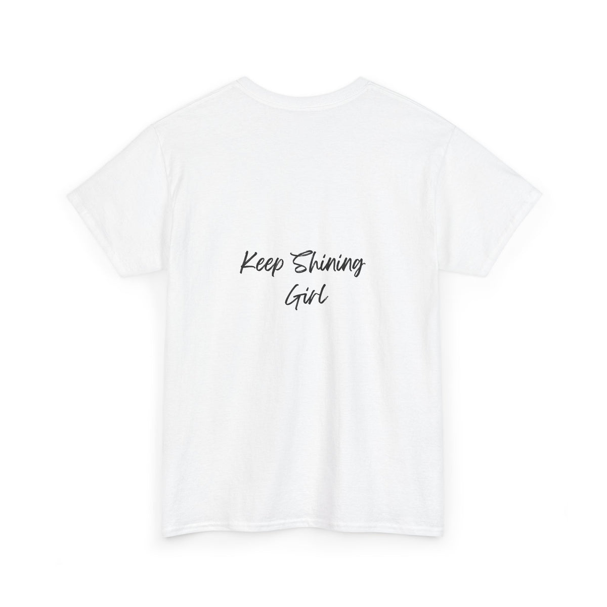 Keep Shining Girl T-Shirt | Pink Fashion Illustration, Inspirational Script