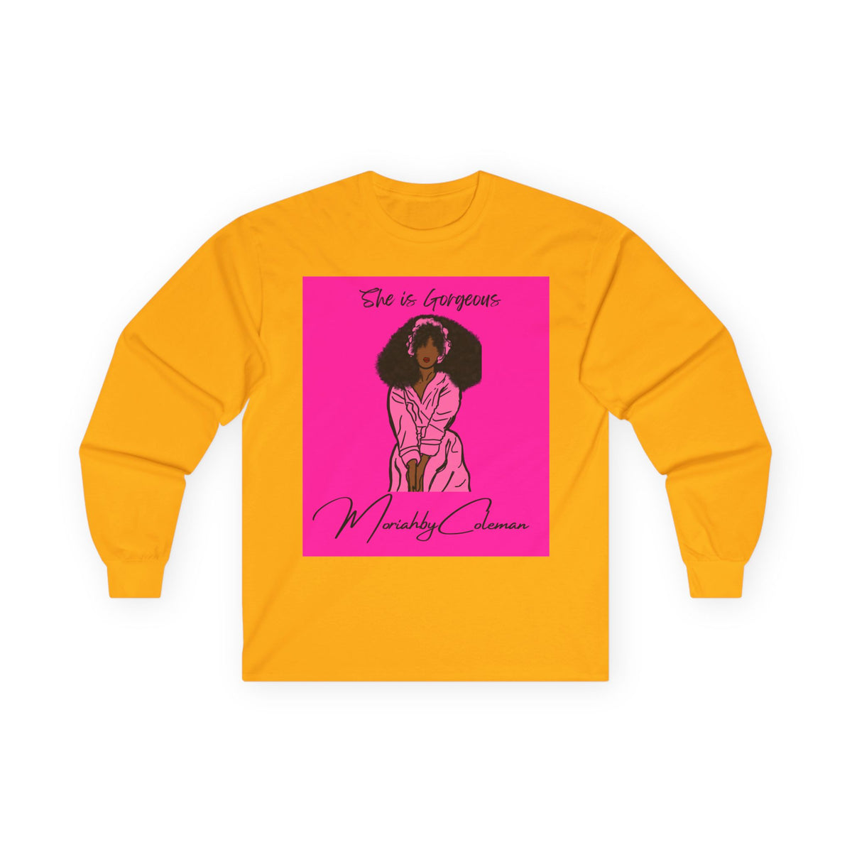 She is Gorgeous Illustration Long Sleeve Tee | Black Woman Empowerment