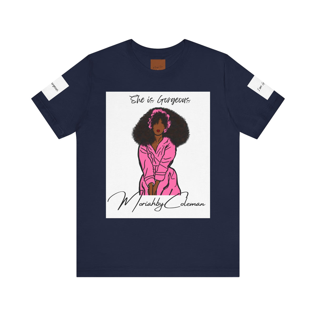 She Is Gorgeous illustration T-Shirt | Pink Afro Woman Artwork