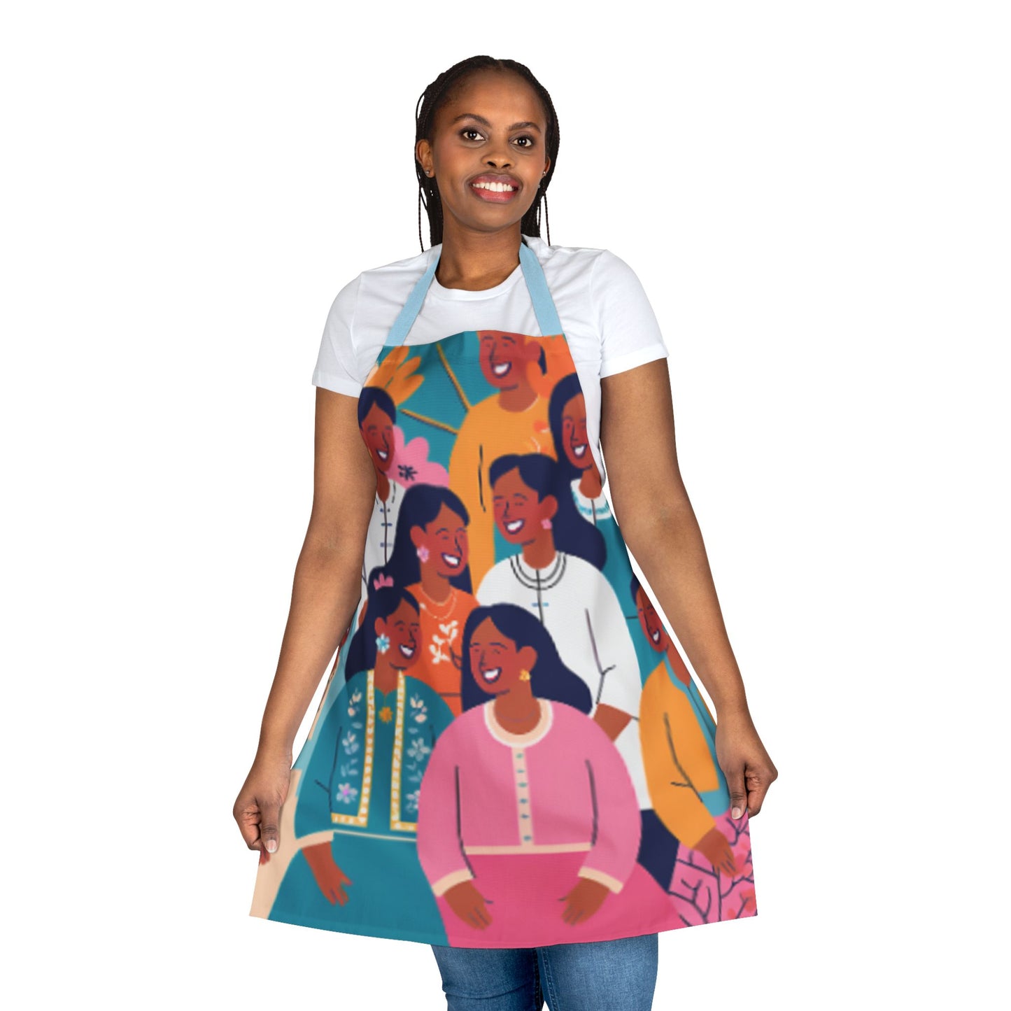 Colorful Artistic Apron with 5-Color Straps - Perfect for Cooking & Celebrations