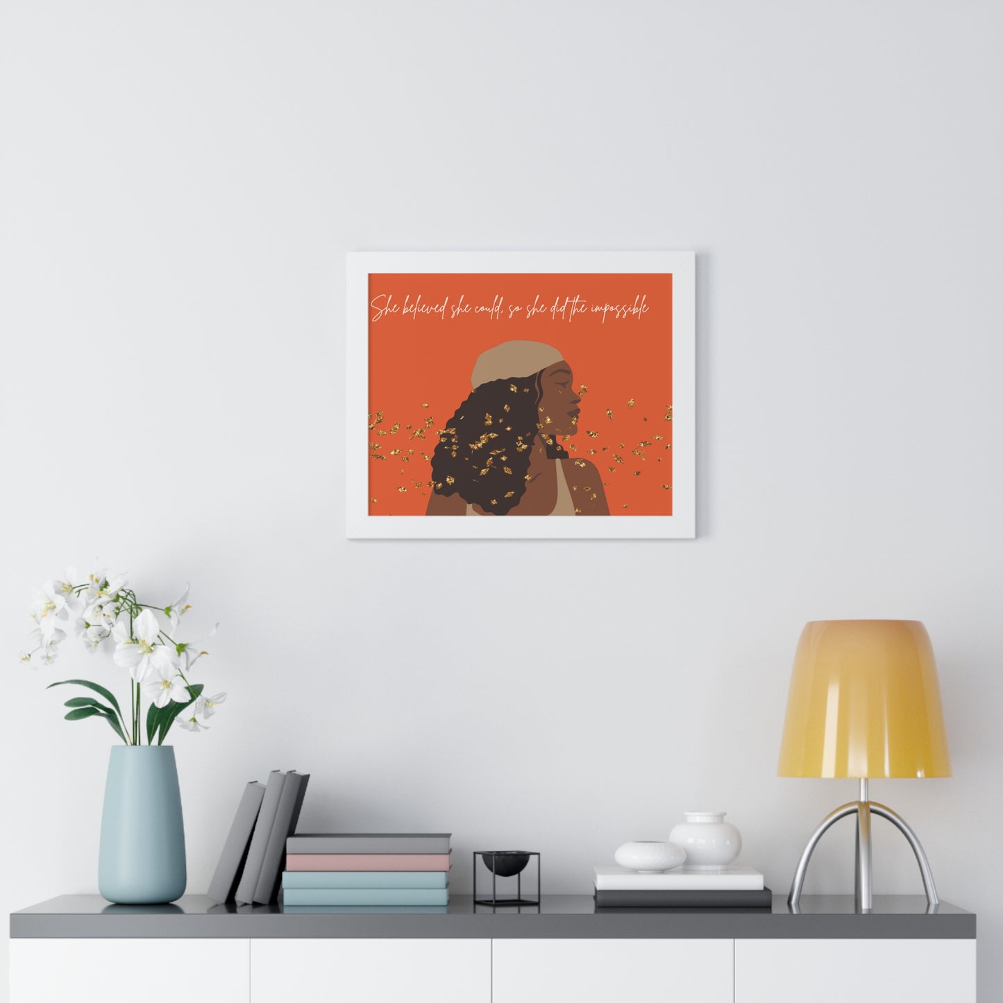 Empowering Inspirational Framed Poster - "She Believed She Could" - Perfect for Home Decor