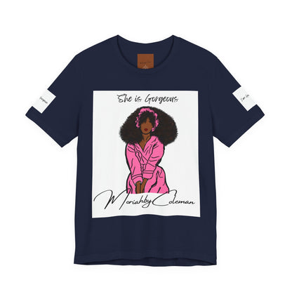 She Is Gorgeous illustration T-Shirt | Pink Afro Woman Artwork