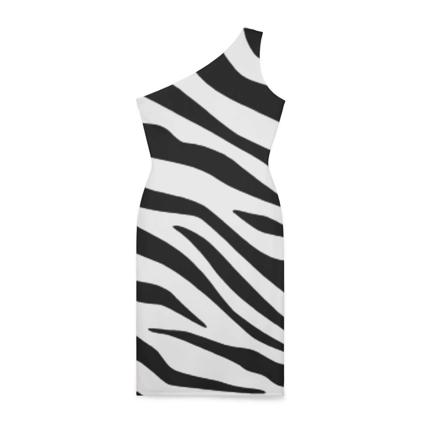 Chic Zebra Print Shoulder Dress – Stylish One-Shoulder Fashion for Trendsetters