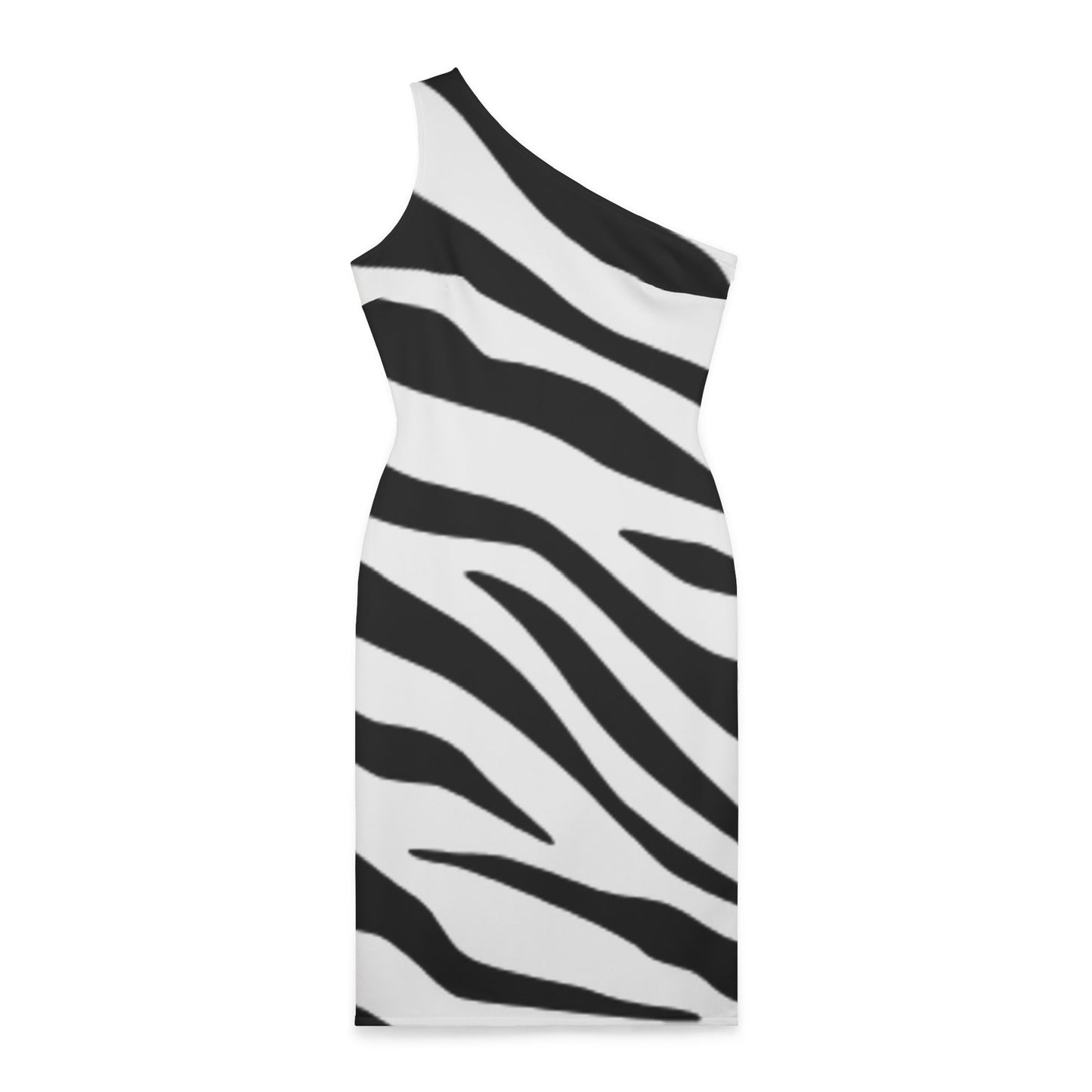 Chic Zebra Print Shoulder Dress – Stylish One-Shoulder Fashion for Trendsetters