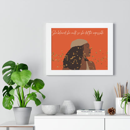 Empowering Inspirational Framed Poster - "She Believed She Could" - Perfect for Home Decor