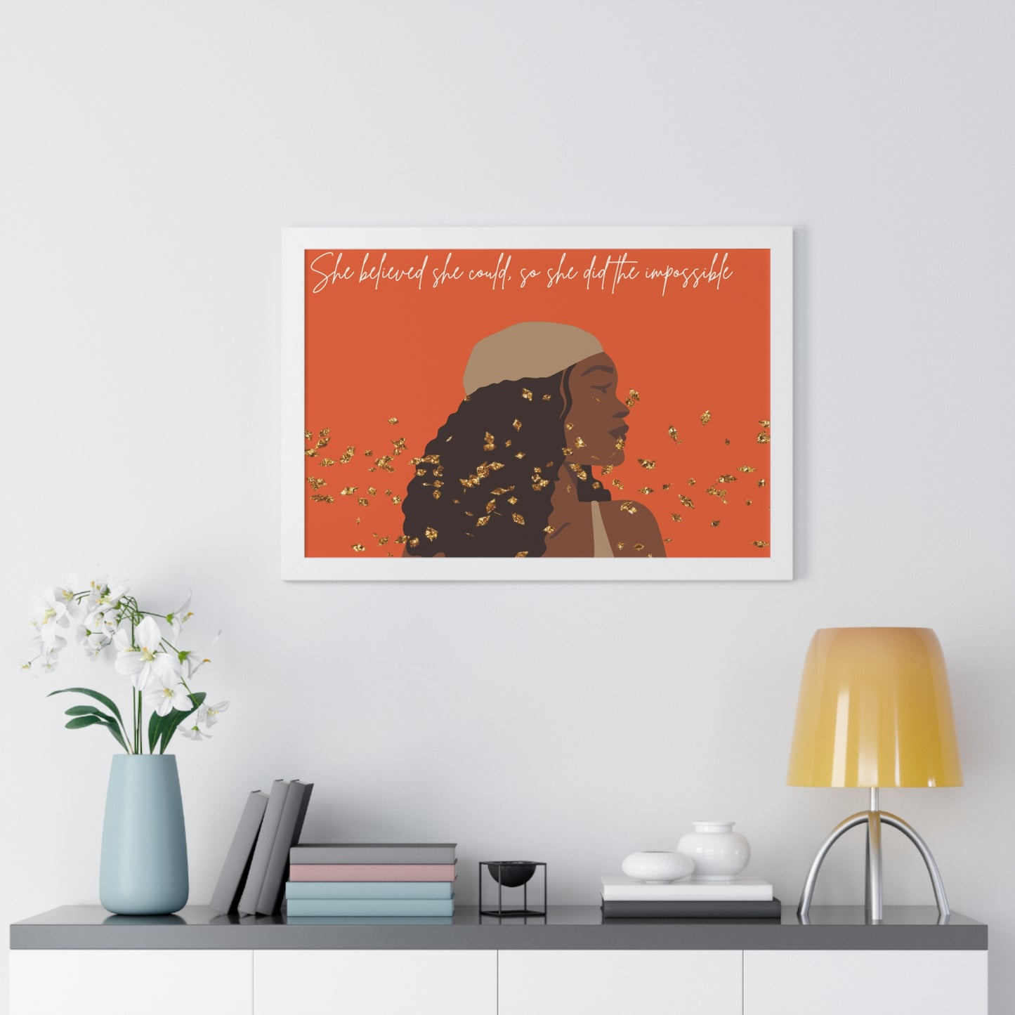 Empowering Inspirational Framed Poster - "She Believed She Could" - Perfect for Home Decor