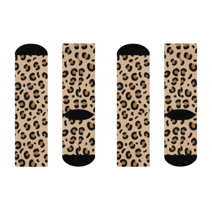 Trendy Leopard Print Cushioned Crew Socks for Comfort and Style