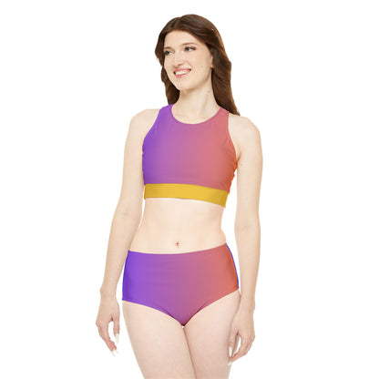 Sporty Colorful Bikini Set - Trendy Swimsuit for Active Beach Days