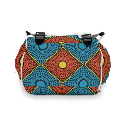 African Dot Pattern Diaper Backpack — Multifunctional Baby Bag for Moms & Dads