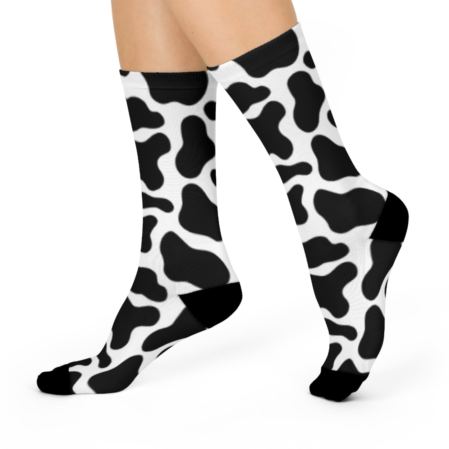 Fun Cow Print Cushioned Crew Socks for Comfort and Style