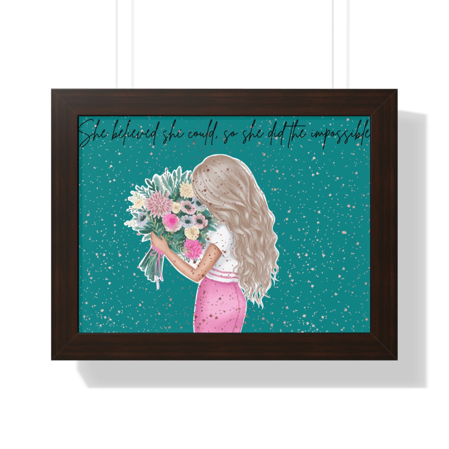 Inspirational Framed Horizontal Poster - "She Believed She Could, So She Did"