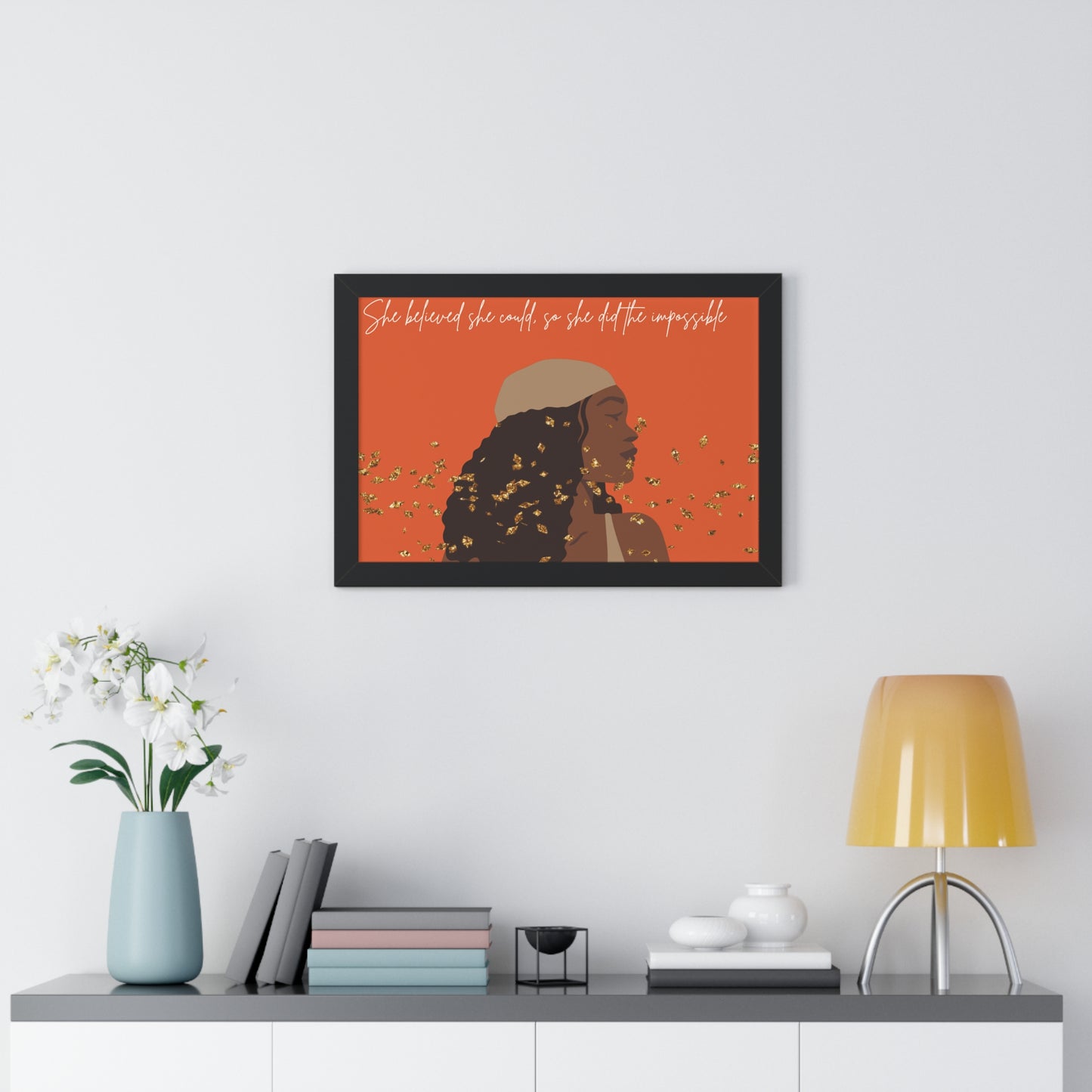 Empowering Inspirational Framed Poster - "She Believed She Could" - Perfect for Home Decor