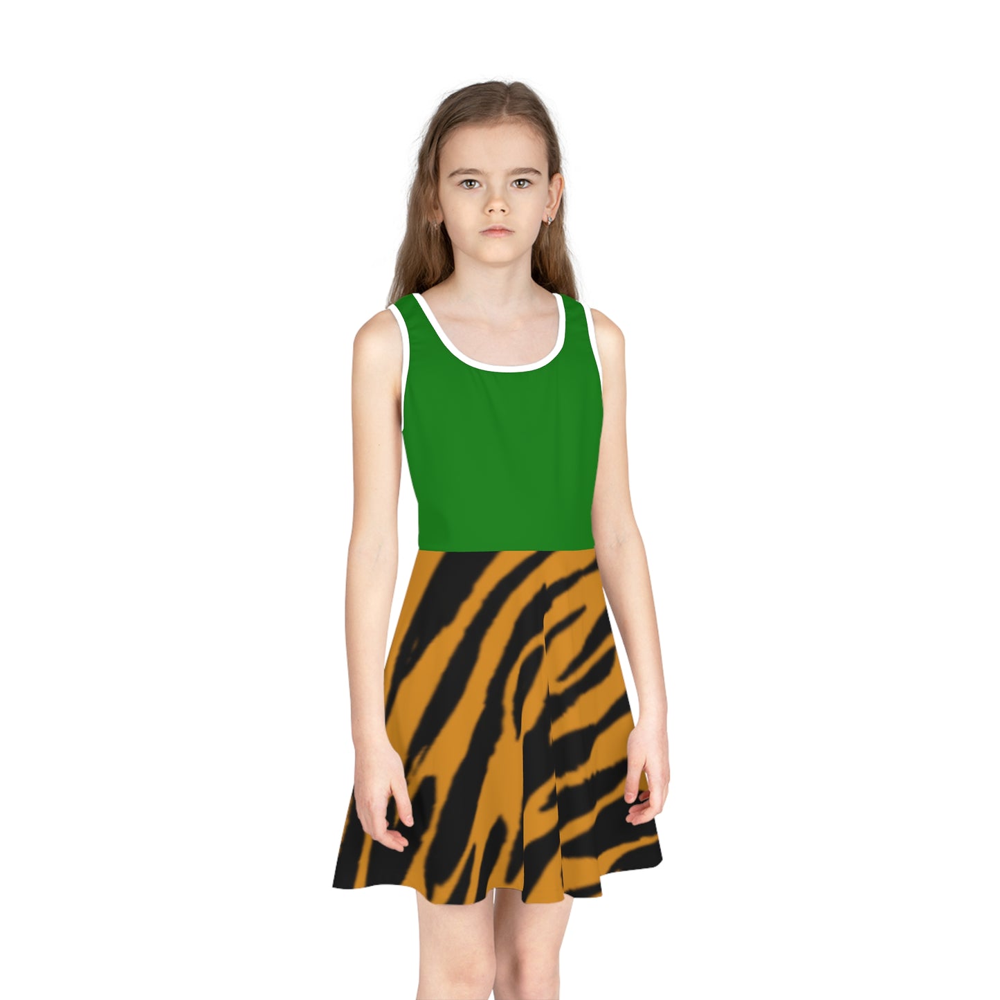 Girls' Sleeveless Tiger Print Sundress - Wild & Fun Summer Fashion