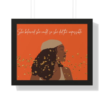 Empowering Inspirational Framed Poster - "She Believed She Could" - Perfect for Home Decor