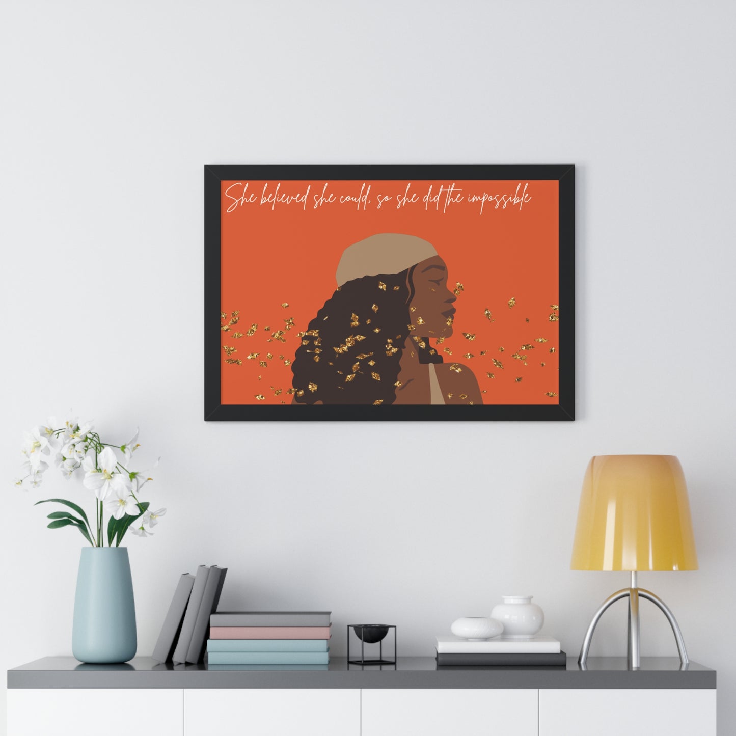 Empowering Inspirational Framed Poster - "She Believed She Could" - Perfect for Home Decor