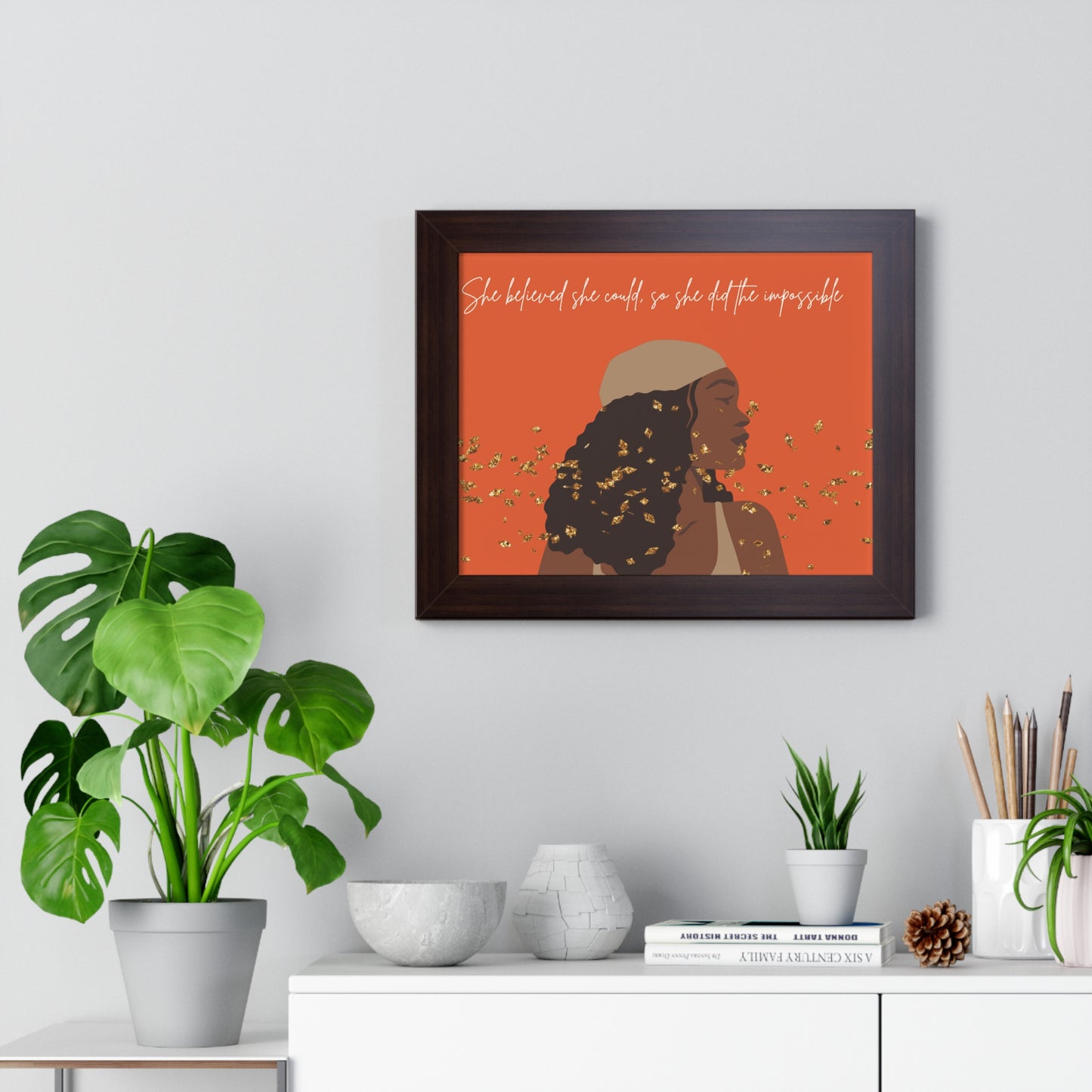 Empowering Inspirational Framed Poster - "She Believed She Could" - Perfect for Home Decor