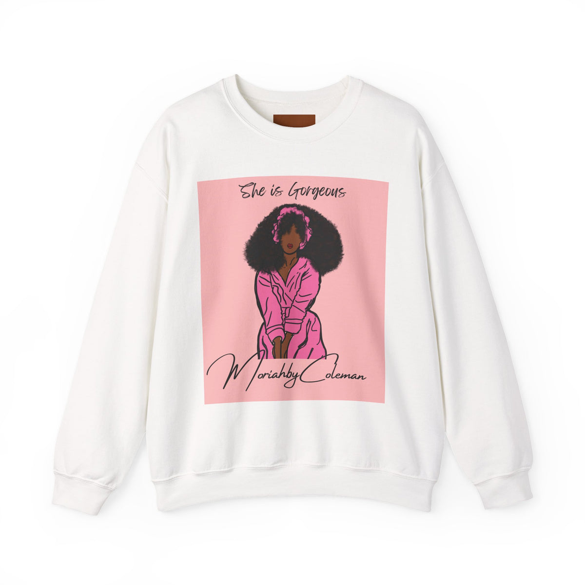 She Is Gorgeous illustration Sweatshirt | Afro Woman Pink Artwork