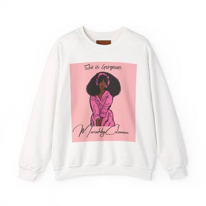 She Is Gorgeous illustration Sweatshirt | Afro Woman Pink Artwork