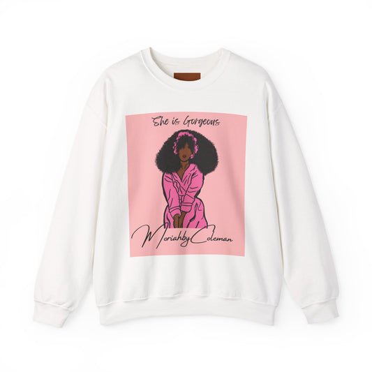 She Is Gorgeous illustration Sweatshirt | Afro Woman Pink Artwork