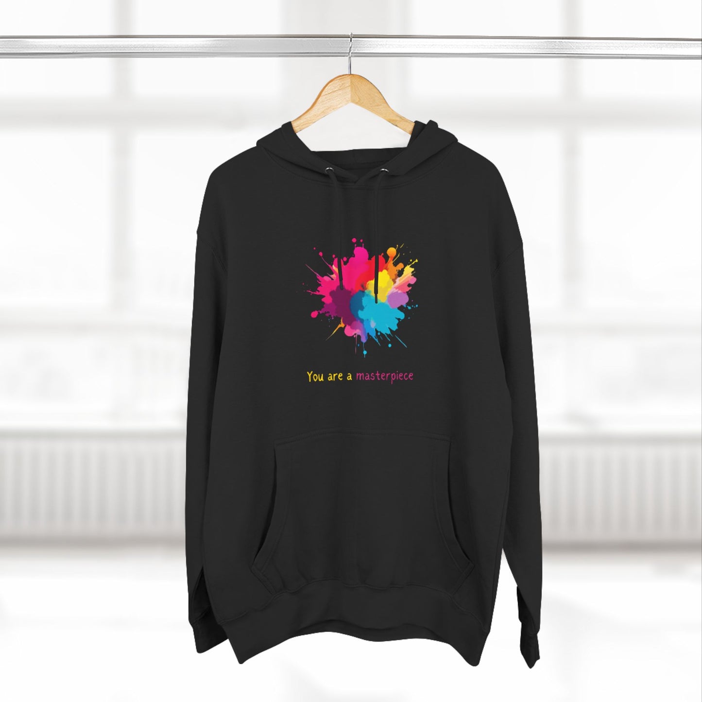 You Are a Masterpiece Colorful Fleece Hoodie - Artistic Pullover for Creative Souls