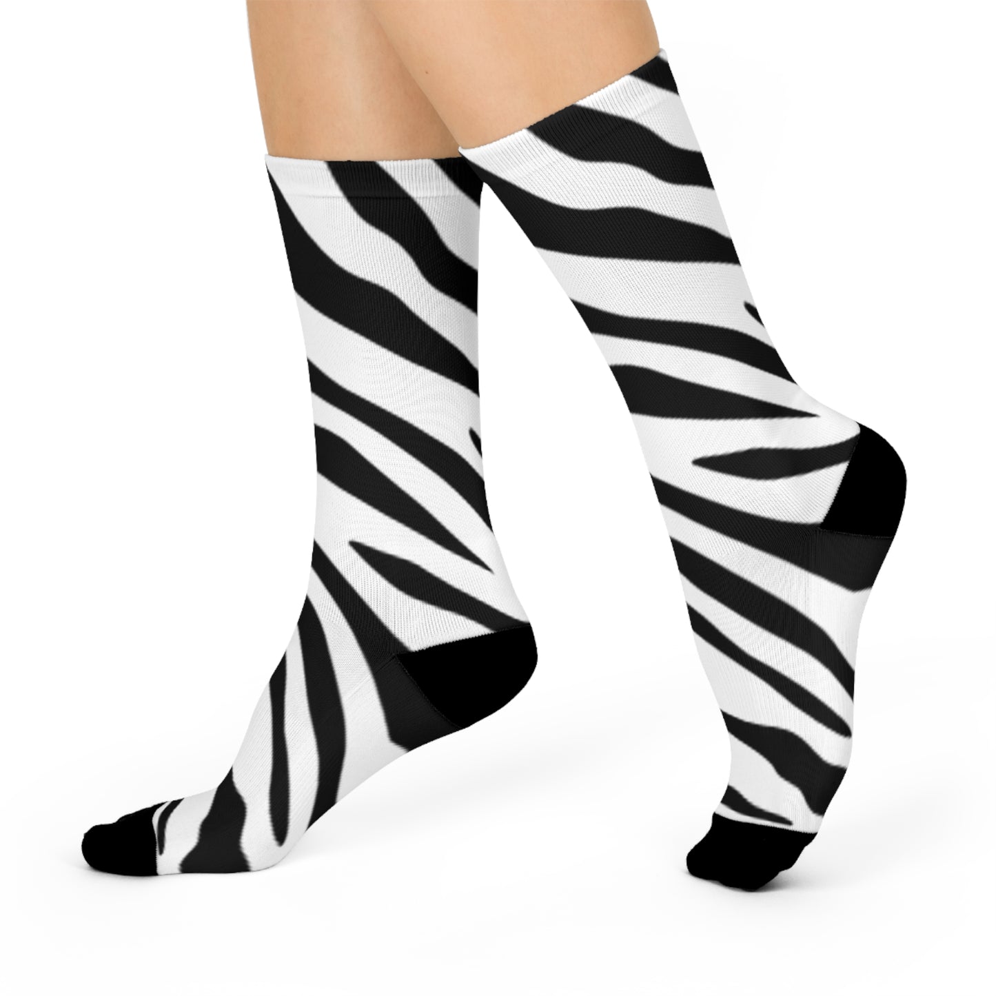 Zebra Print Cushioned Crew Socks - Stylish Comfort for Everyday Wear