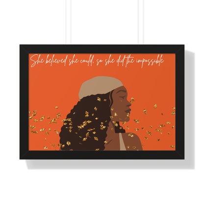 Empowering Inspirational Framed Poster - "She Believed She Could" - Perfect for Home Decor