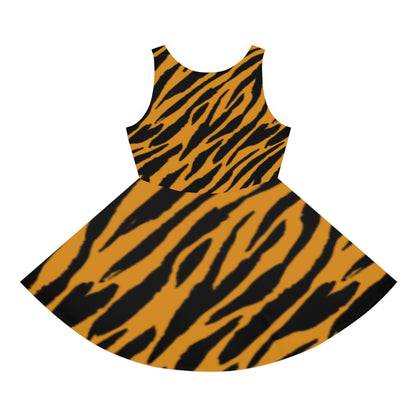 Girls' Sleeveless Tiger Print Sundress - Wild & Fun Summer Fashion