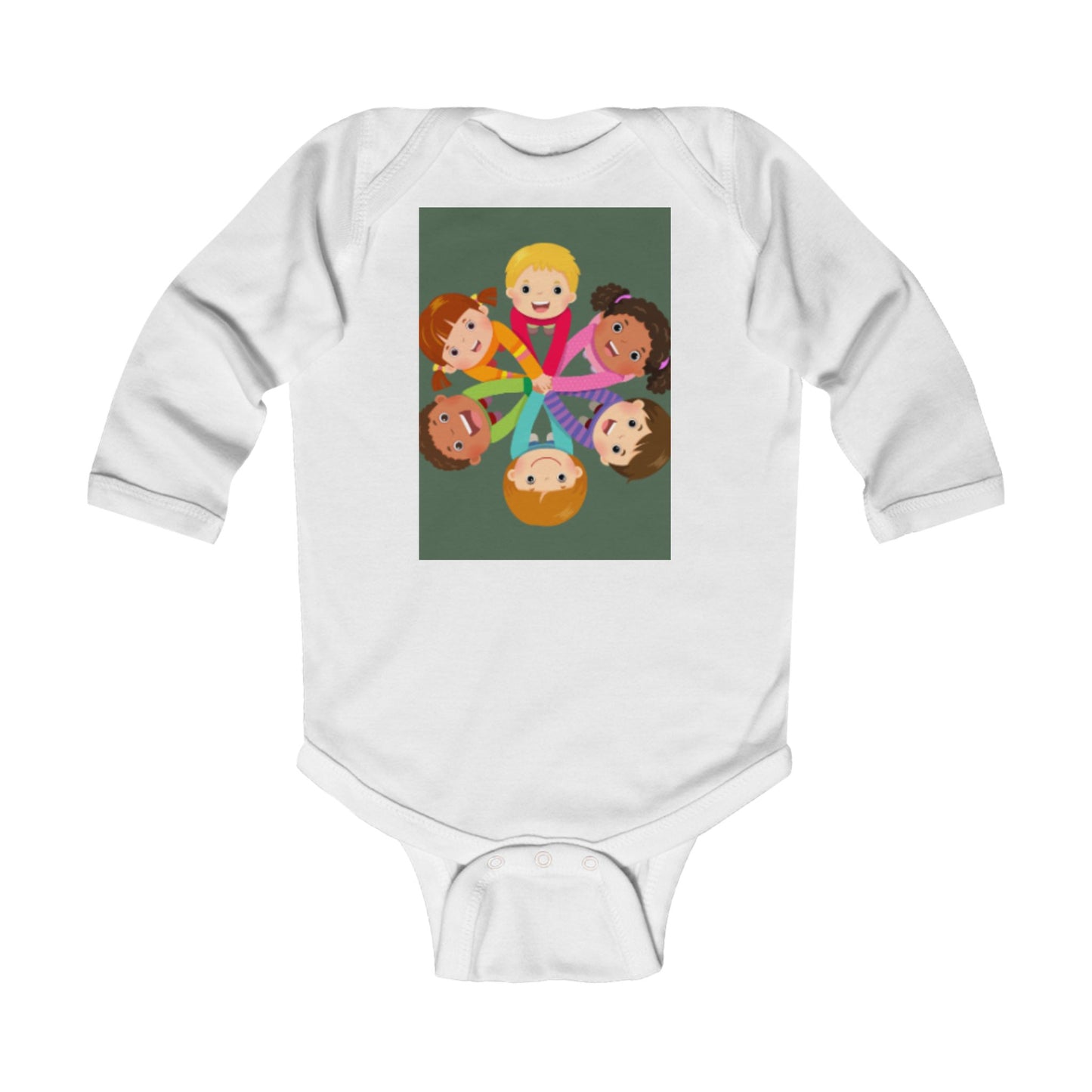 Diverse Friendship Infant Long Sleeve Bodysuit - Cute Cartoon Design