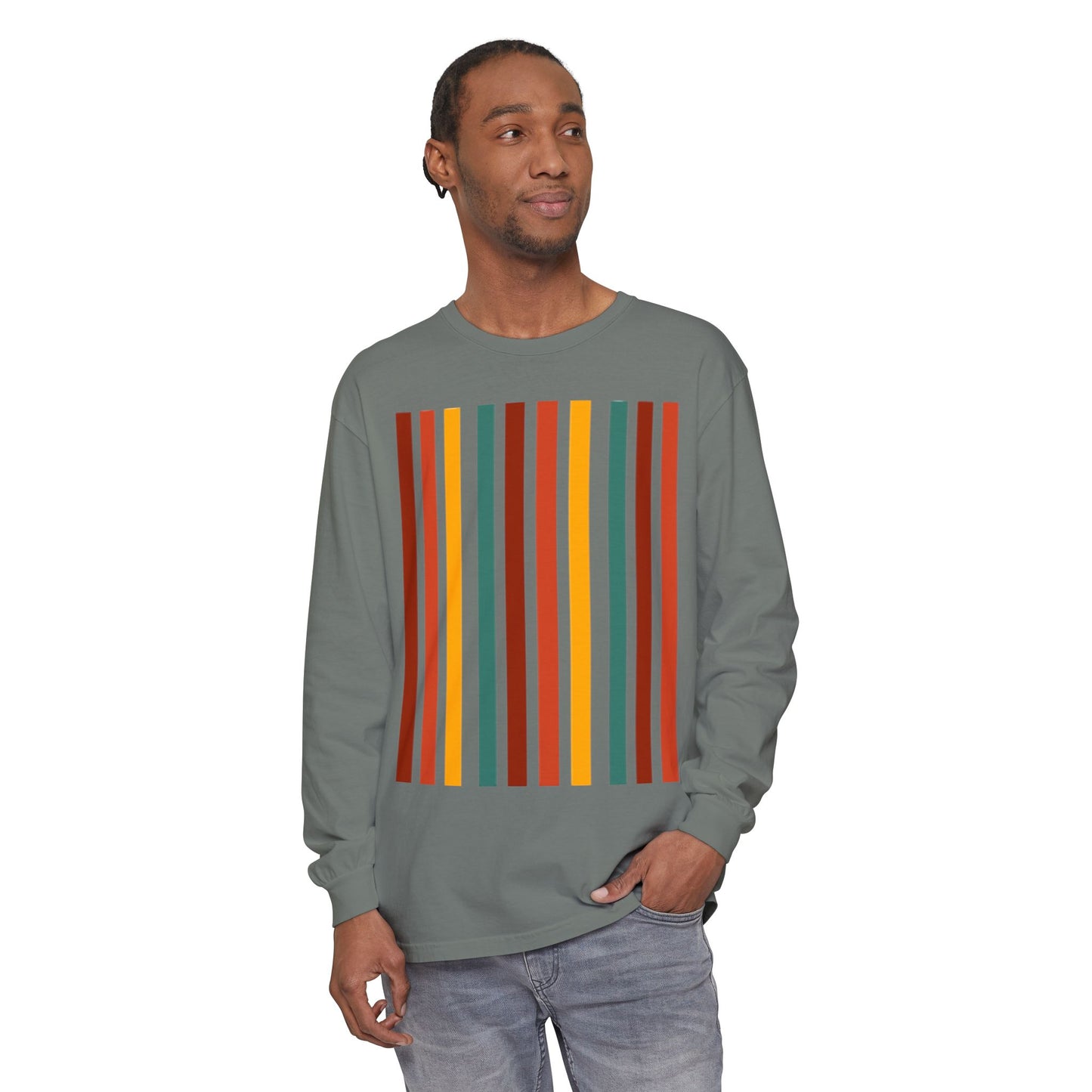 Retro Striped Unisex Long Sleeve T-Shirt - Perfect for Fall & Casual Outings