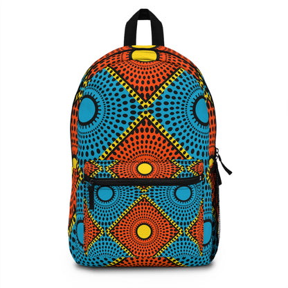 Vibrant Afro Dot Pattern Backpack — Colorful Geometric School & Travel Bag