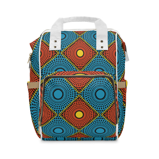 African Dot Pattern Diaper Backpack — Multifunctional Baby Bag for Moms & Dads