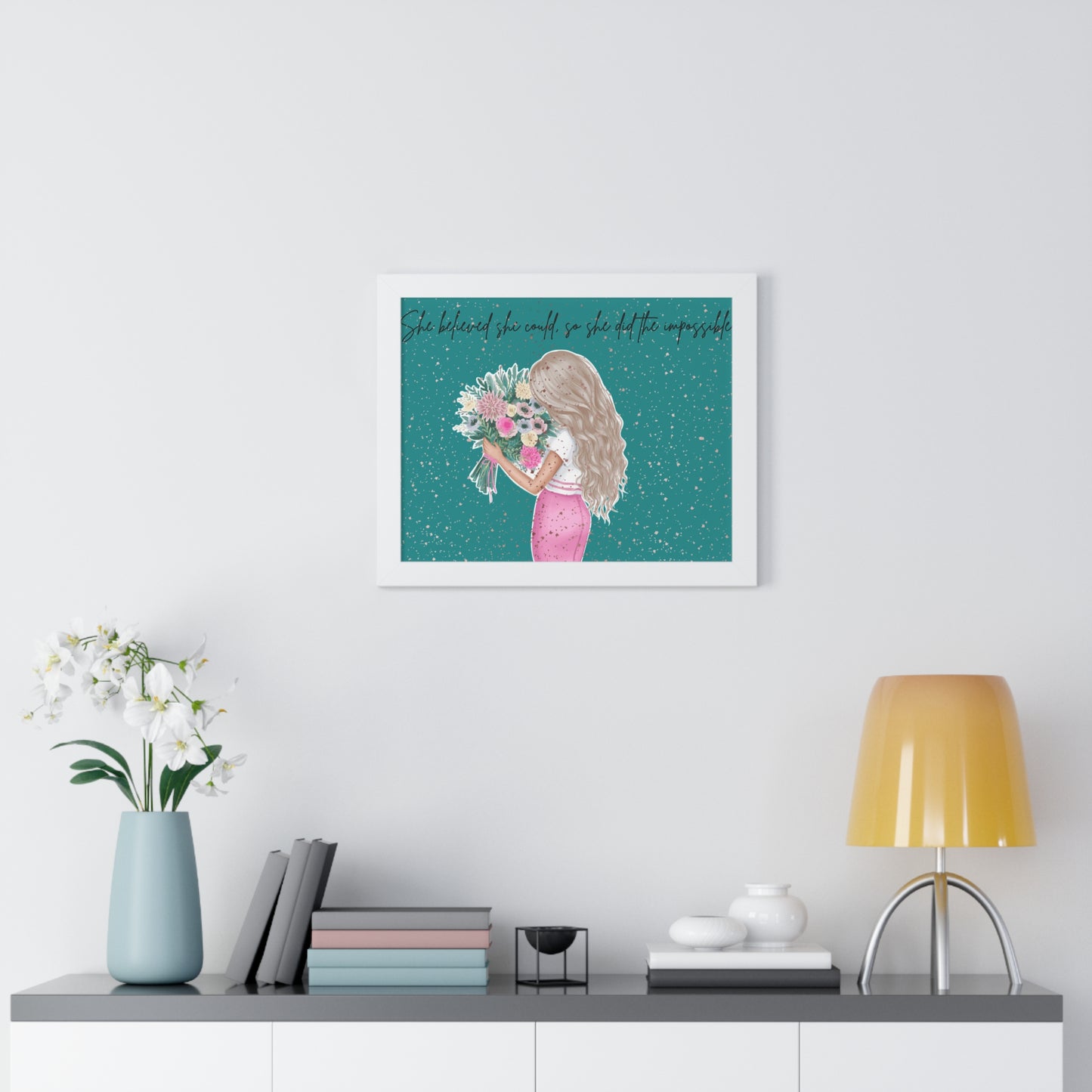 Inspirational Framed Horizontal Poster - "She Believed She Could, So She Did"