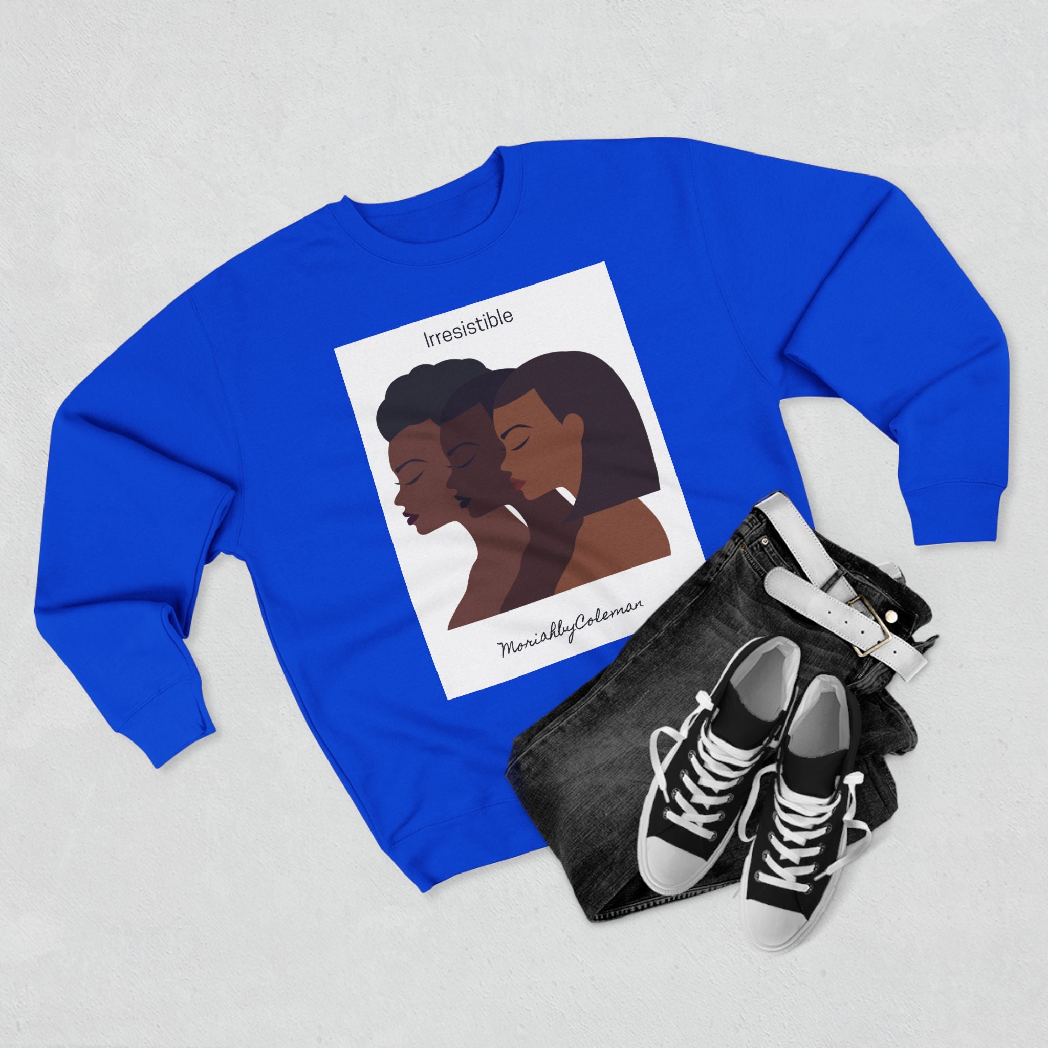 Irresistible Crewneck Sweatshirt, Black Woman Sweatshirt, Women's Fashion Top, Casual Layering, Gift for Her, Streetwear Style