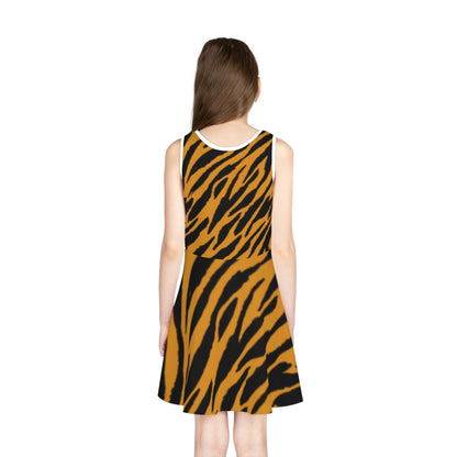 Girls' Sleeveless Tiger Print Sundress - Wild & Fun Summer Fashion