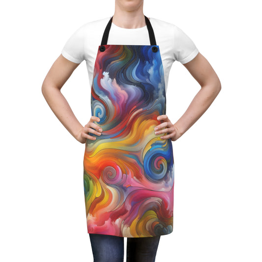 Vibrant Swirl Art Apron | Colorful Kitchen Cooking Apron for Chefs & Home Cooks