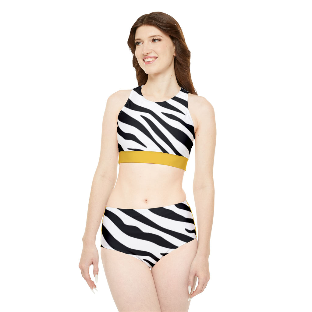 Sporty Zebra Print Bikini Set for Active Beach Days