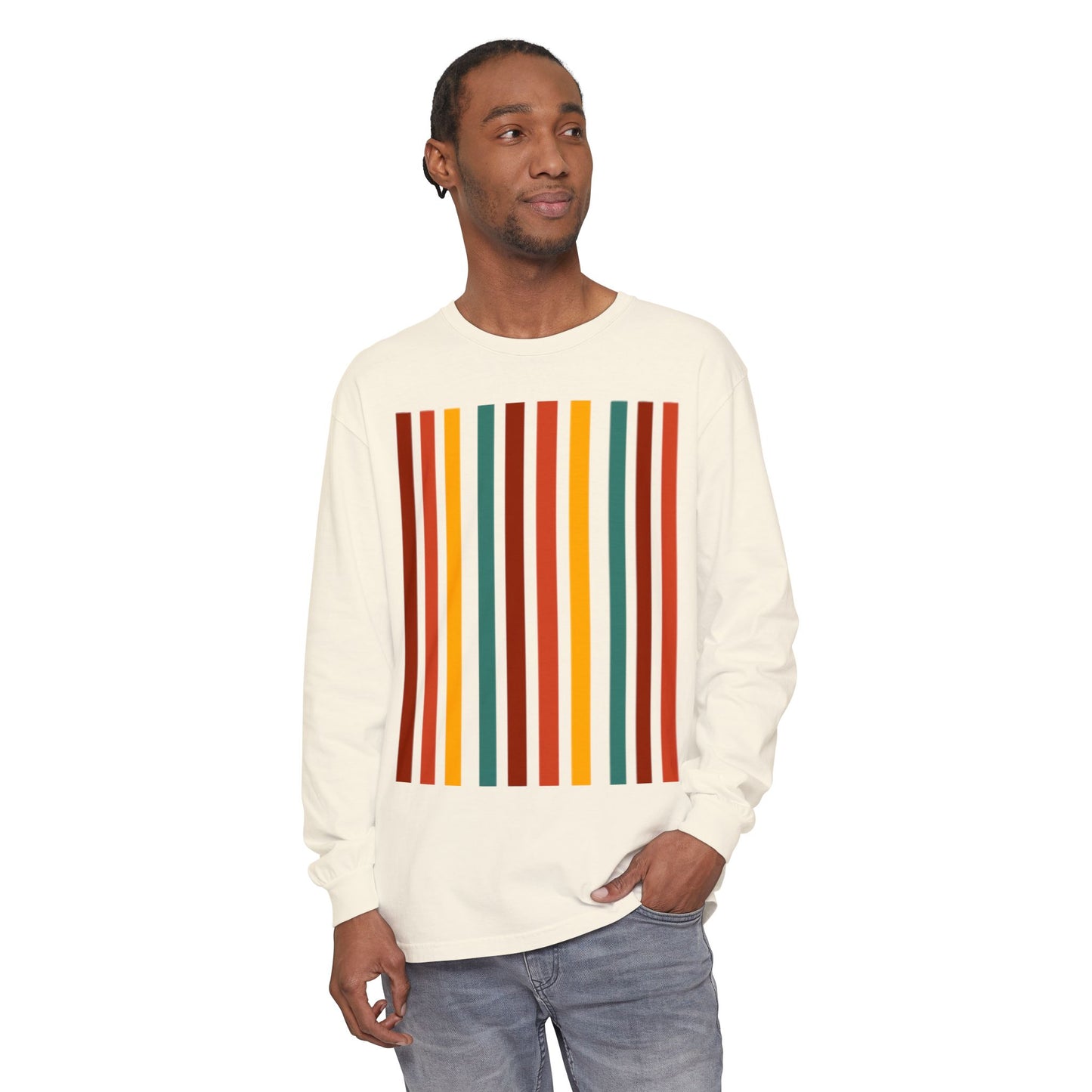 Retro Striped Unisex Long Sleeve T-Shirt - Perfect for Fall & Casual Outings