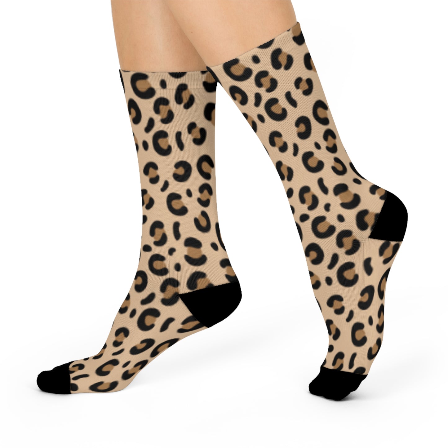 Trendy Leopard Print Cushioned Crew Socks for Comfort and Style