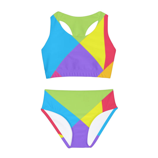 Vibrant Girls Two Piece Swimsuit - Fun Colorful Swimwear for Beach Days