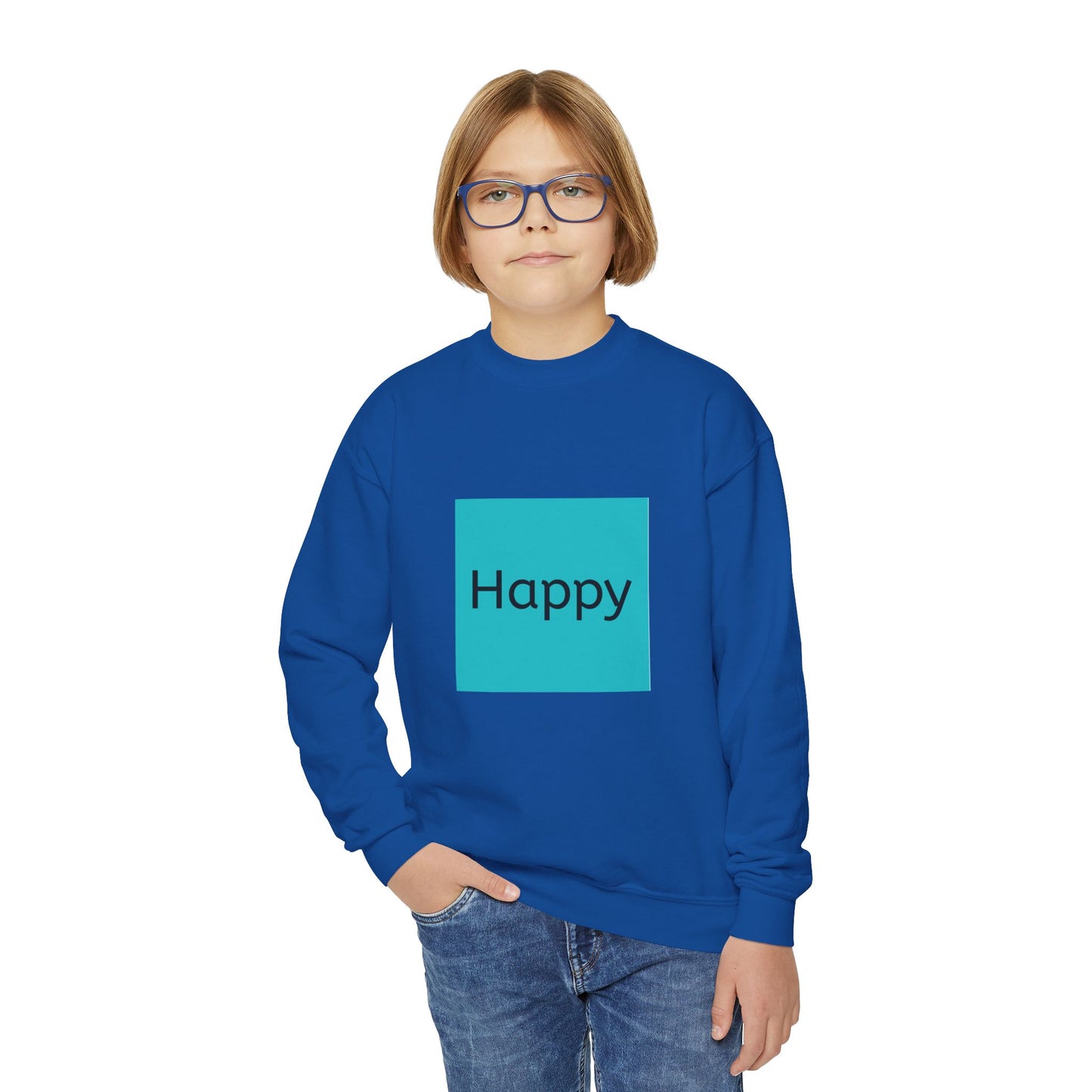 Happy Youth Crewneck Sweatshirt - Bright & Cheerful Comfort for Kids