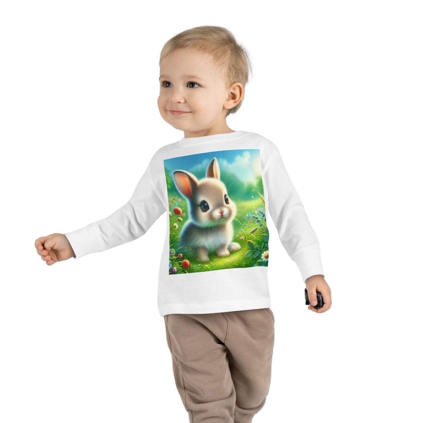 Adorable Bunny Toddler Long Sleeve Tee - Perfect for Spring Celebrations