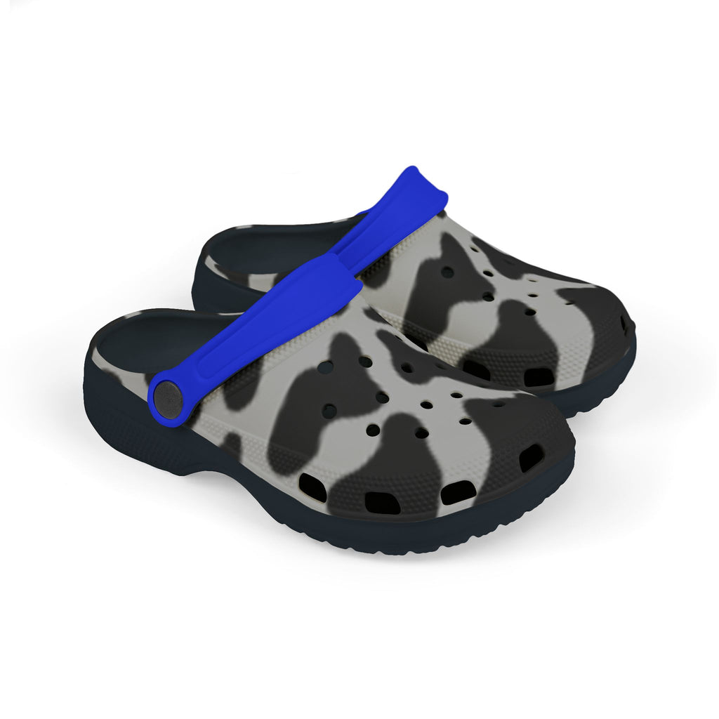 Stylish Kid's EVA Foam Clogs - Fun Cow Print with Blue Trim