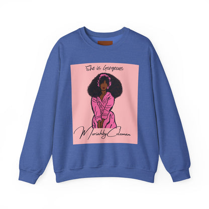 She Is Gorgeous illustration Sweatshirt | Afro Woman Pink Artwork