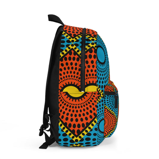 Vibrant Afro Dot Pattern Backpack — Colorful Geometric School & Travel Bag