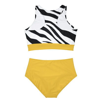 Sporty Zebra Print Bikini Set for Active Beach Days