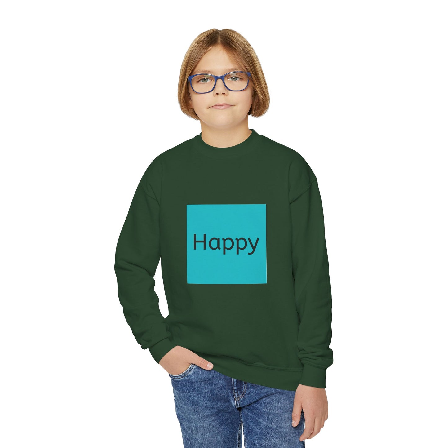 Happy Youth Crewneck Sweatshirt - Bright & Cheerful Comfort for Kids