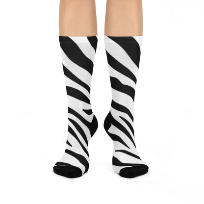 Zebra Print Cushioned Crew Socks - Stylish Comfort for Everyday Wear